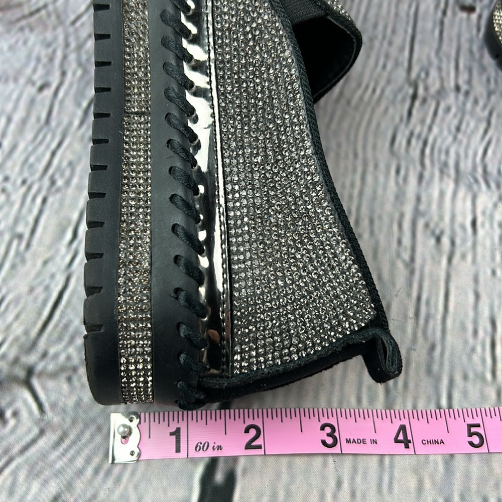 MUGUAN COMPANY - 1997 Black Silver Jeweled Slip On Flats - Picture 8 of 17